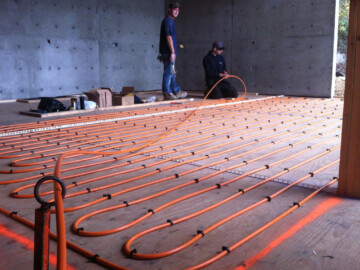 radiant floor piping that will be covered with an 1.5" layer of concrete.