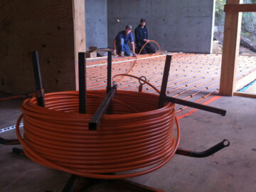 radiant floor piping that will be covered with an 1.5" layer of concrete.